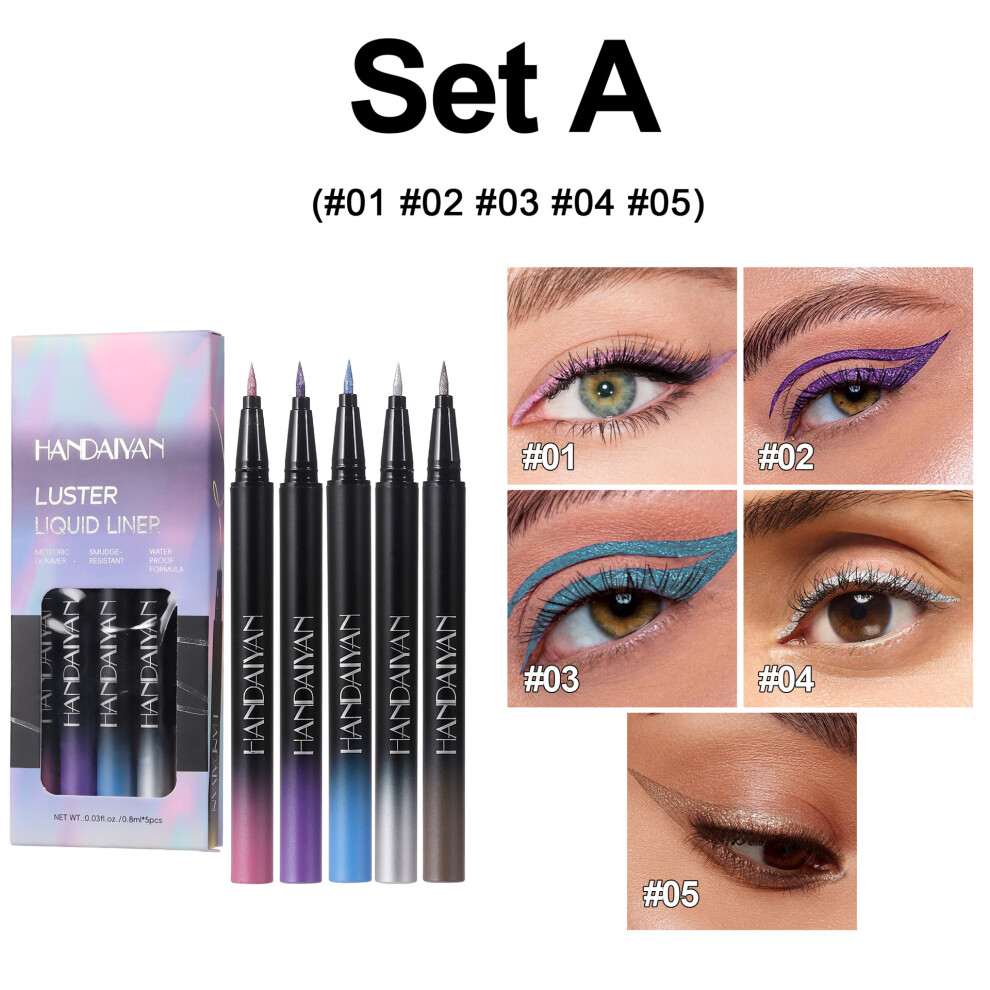Multicoloured (A) 5Pcs/Set Smudge-Proof Colourful Liquid Eyeliner