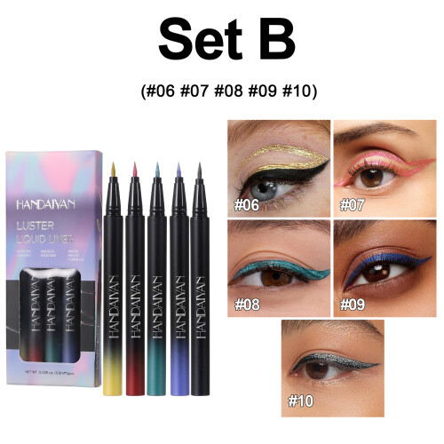 (B) 5pcs/set Smudge-proof Colourful Liquid Eyeliner