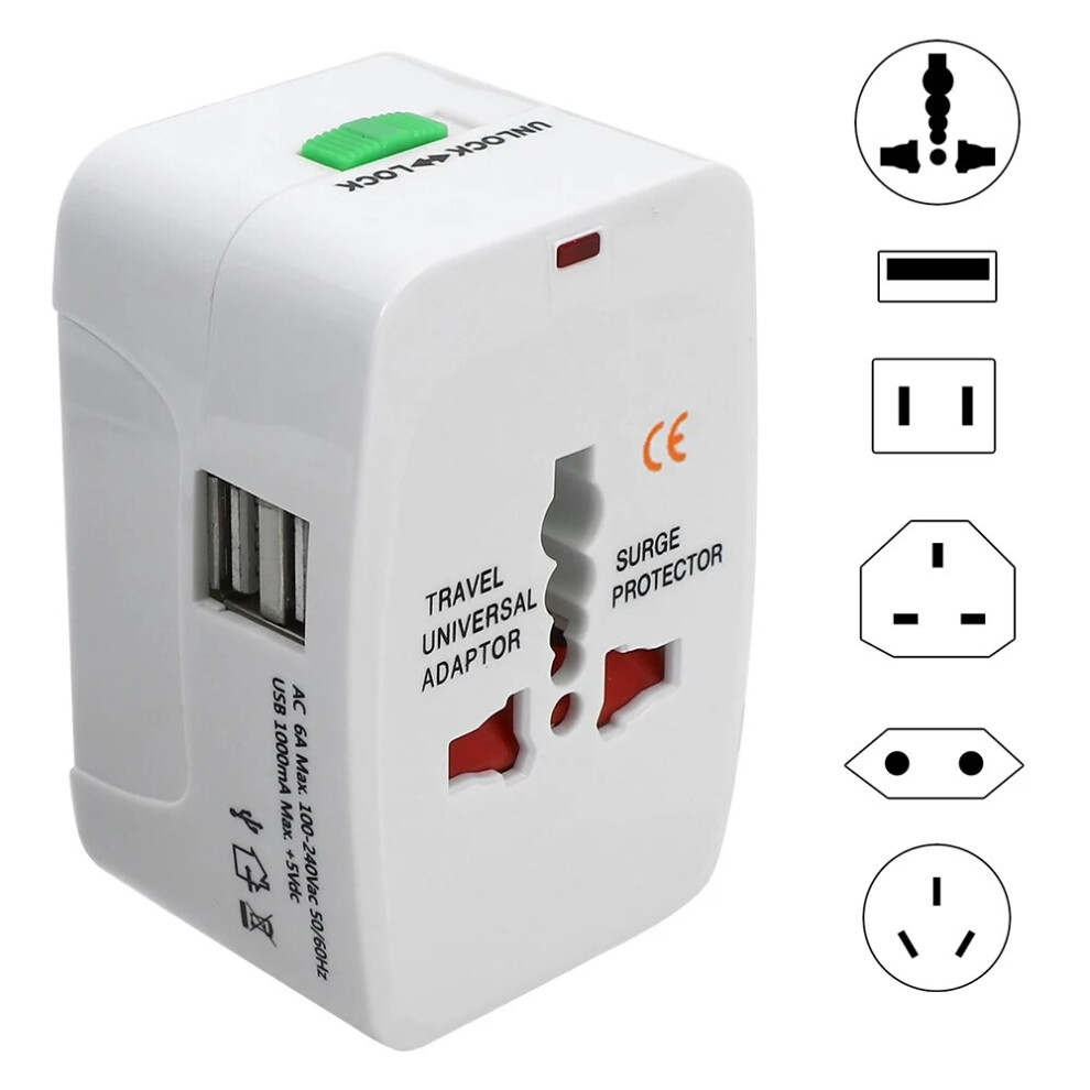 Au Us Uk Eu Converter All In One International Plug Adapter 2 Usb Ports World Travel Ac Power Charger Adapter 6187068741053