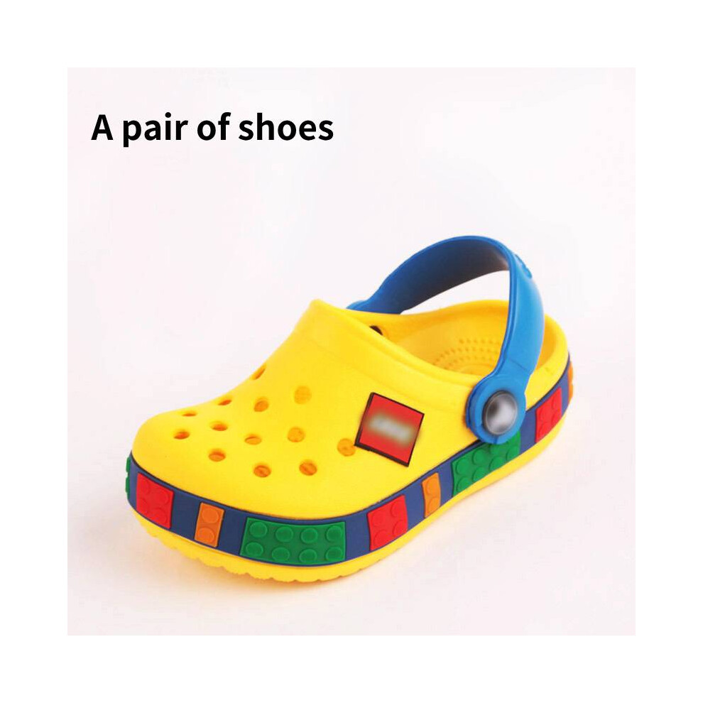 (Yellow, 24-26Foot Length17.5-18cm) Children Style Crocs Clog Beach Shoes Slipper Sandal Summer Breathable Colorful