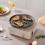 Living And Home Black Cast Iron Pan with Wooden Tray 3