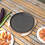 Living And Home Black Cast Iron Pan with Wooden Tray 1