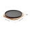Living And Home Black Cast Iron Pan with Wooden Tray 6