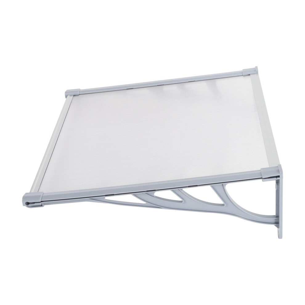 Grey Front Door Canopy Awning Canopy Rain Shelter for Window, Porch and Door W 120cm x D 90cm x H 28cm