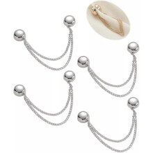(4 silver) 4pcs Multi-Function Magnetic Clothing Clips Detachable Nail free Seam free Leg Fixing Closure Buckle Length Shortening Tool