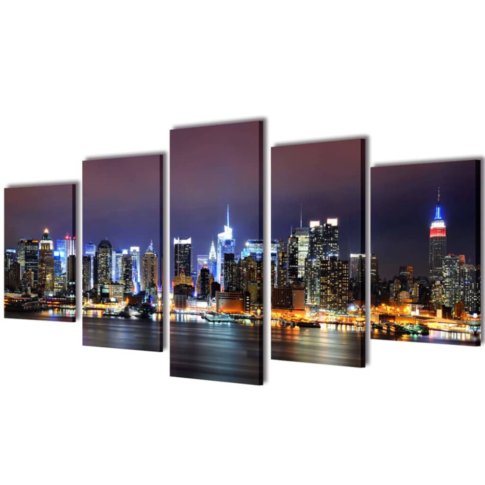 (Colourful New York, 200 x 100 cm) vidaXL Canvas Wall Print Set Home Artwork 200x100cm/100X50cm Multi Models