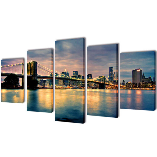 VidaXL vidaXL Bilder Dekoration Set Brooklyn Bridge Seeblick 200 x 100 cm