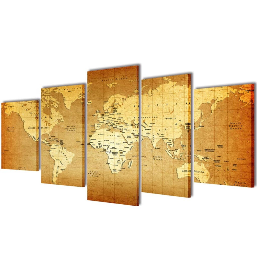 (World map, 100 x 50 cm) vidaXL Canvas Wall Print Set Home Artwork 200x100cm/100X50cm Multi Models