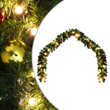 (5 m) vidaXL Christmas Garland Decorated with Baubles and LED Lights Multi Sizes