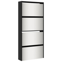 (black) vidaXL Shoe Cabinet Organiser Rack Stand 4-Layer Mirror Oak/White 63x17x134 cm
