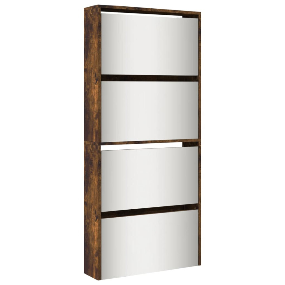 (smoked oak) vidaXL Shoe Cabinet Organiser Rack Stand 4-Layer Mirror Oak/White 63x17x134 cm