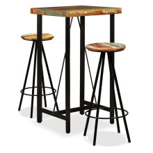(3 piece) vidaXL Bar Set Kitchen Furniture Dining Table and Stool Solid Reclaimed Wood