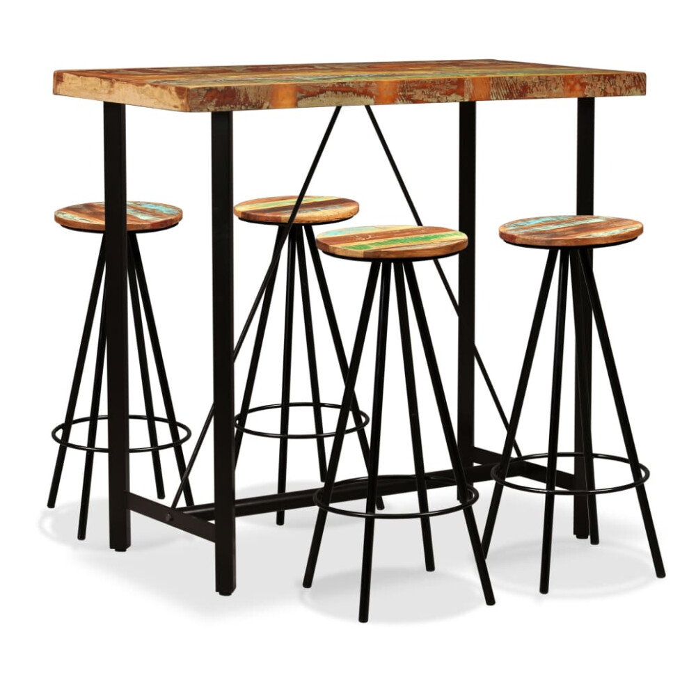 Vidaxl (5 Piece) Bar Set Kitchen Furniture Dining Table And Stool Solid Reclaimed Wood