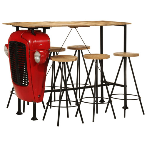 VidaXL (7 piece) vidaXL Bar Set Dining Room Kitchen Dining Table and Chairs Solid Mango Wood