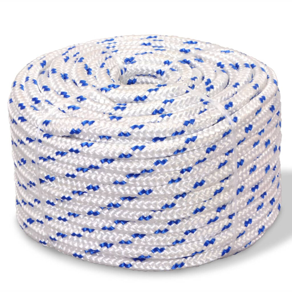 (white and blue, 50 m/ 18 mm) Marine Rope Dock Coil Boat Line Polypropylene Rope Multi Sizes Multi Colours