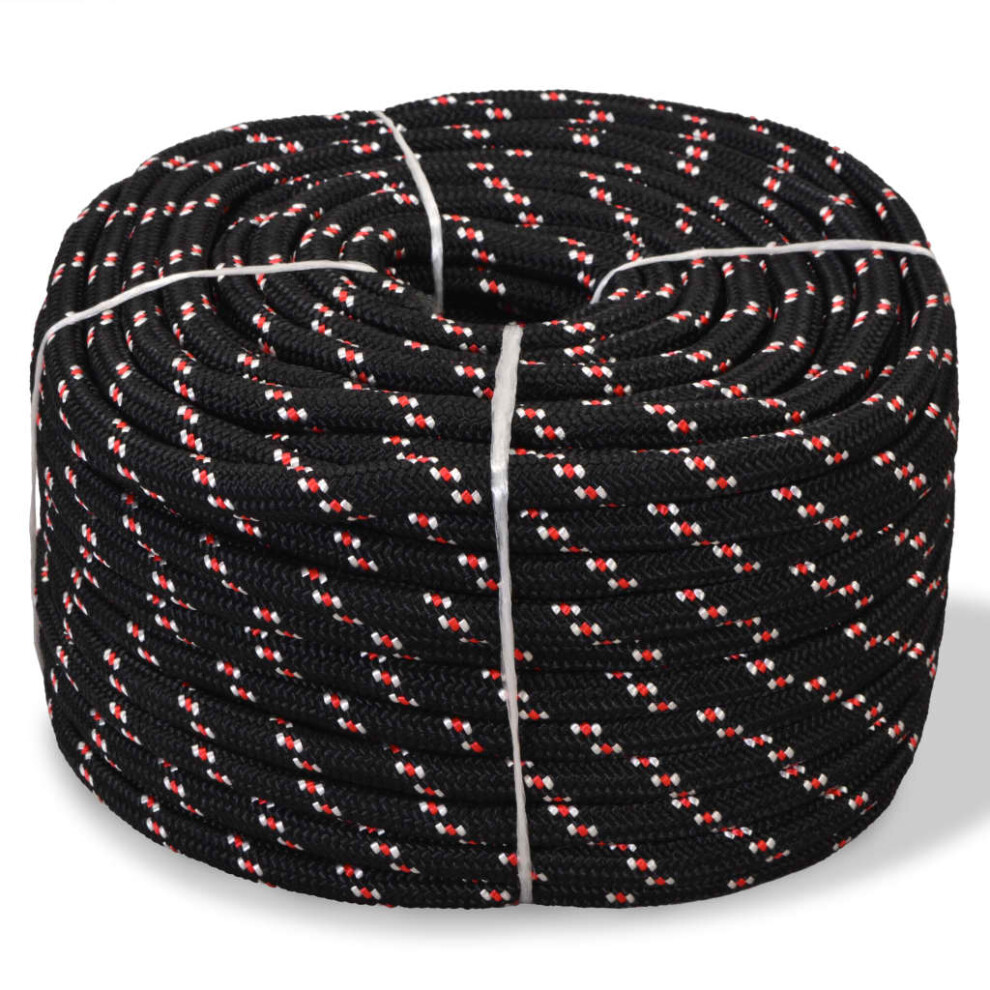 (black and red, 50 m/ 16 mm) Marine Rope Dock Coil Boat Line Polypropylene Rope Multi Sizes Multi Colours