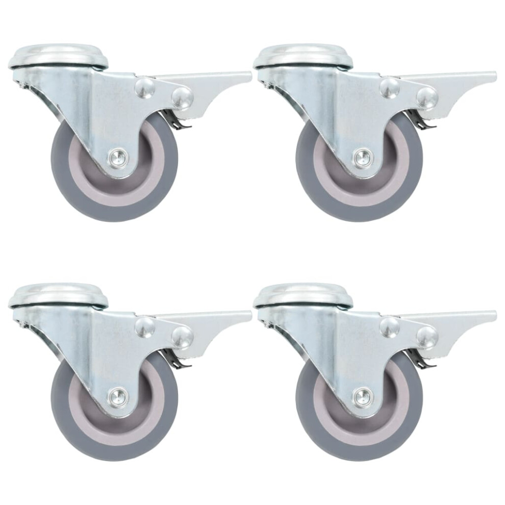 Vidaxl (1 Pcs) Bolt Hole Swivel Casters With Double Brakes Trolley Wheel Caster Tpr