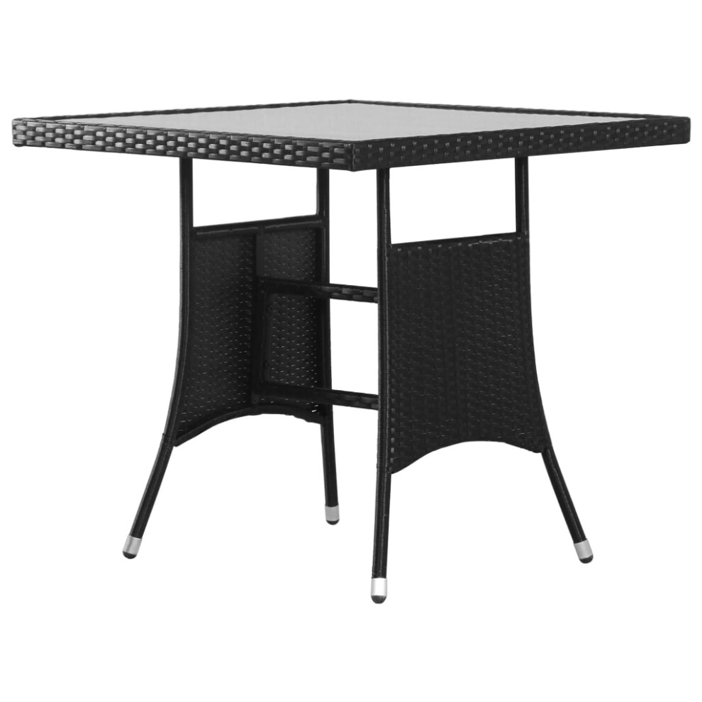 (80 x 80 x 74 cm) vidaXL Garden Table Outdoor Dining Table Patio Coffee Table Black Poly Rattan