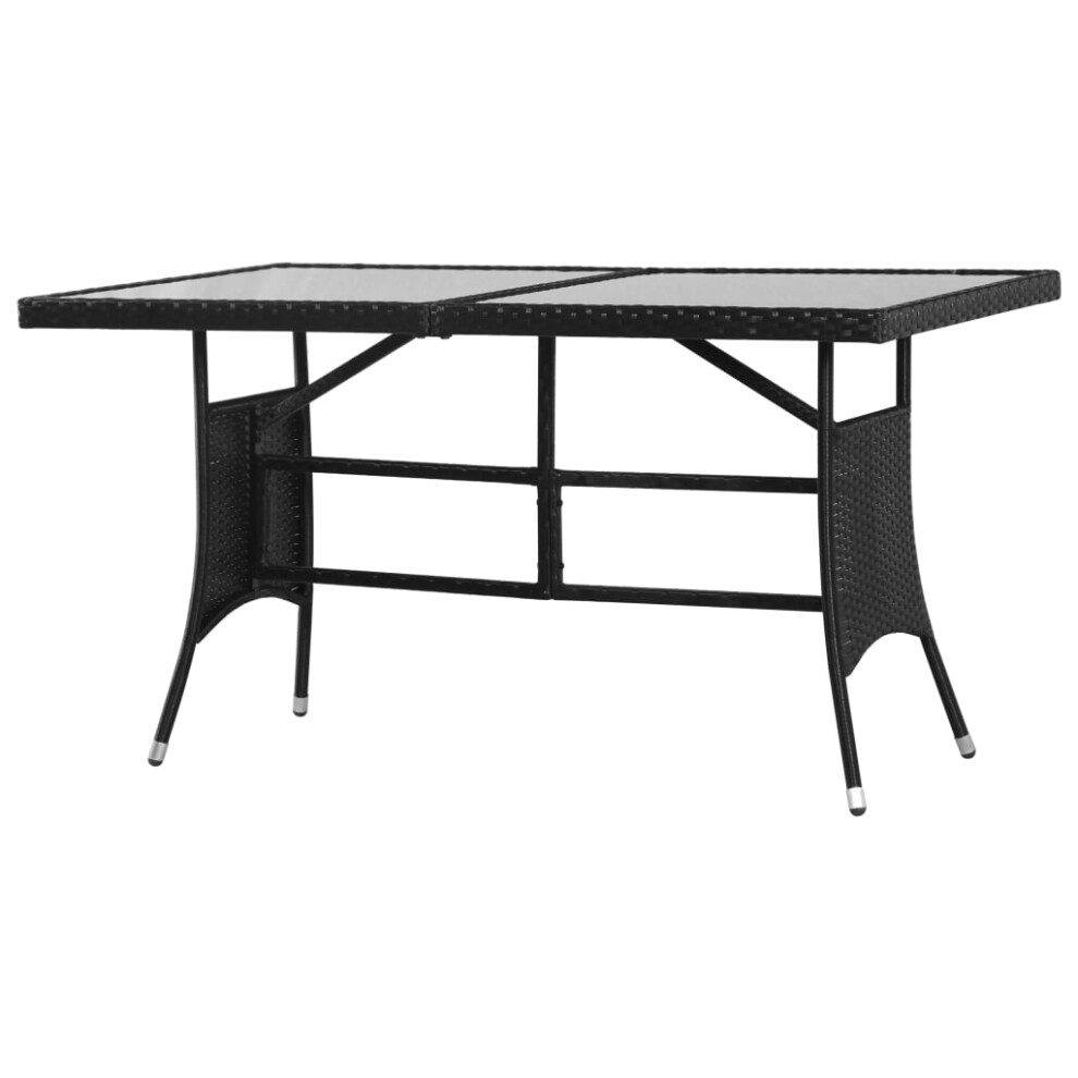 Vidaxl (140 X 80 X 74 Cm) Garden Table Outdoor Dining Table Patio Coffee Table Black Poly Rattan