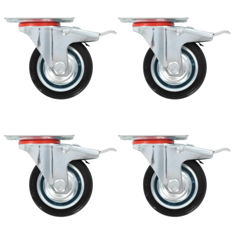 (1 pcs) vidaXL 4/8/12/16/24/32x Swivel Casters with Double Brakes 75mm Wheels Trolley