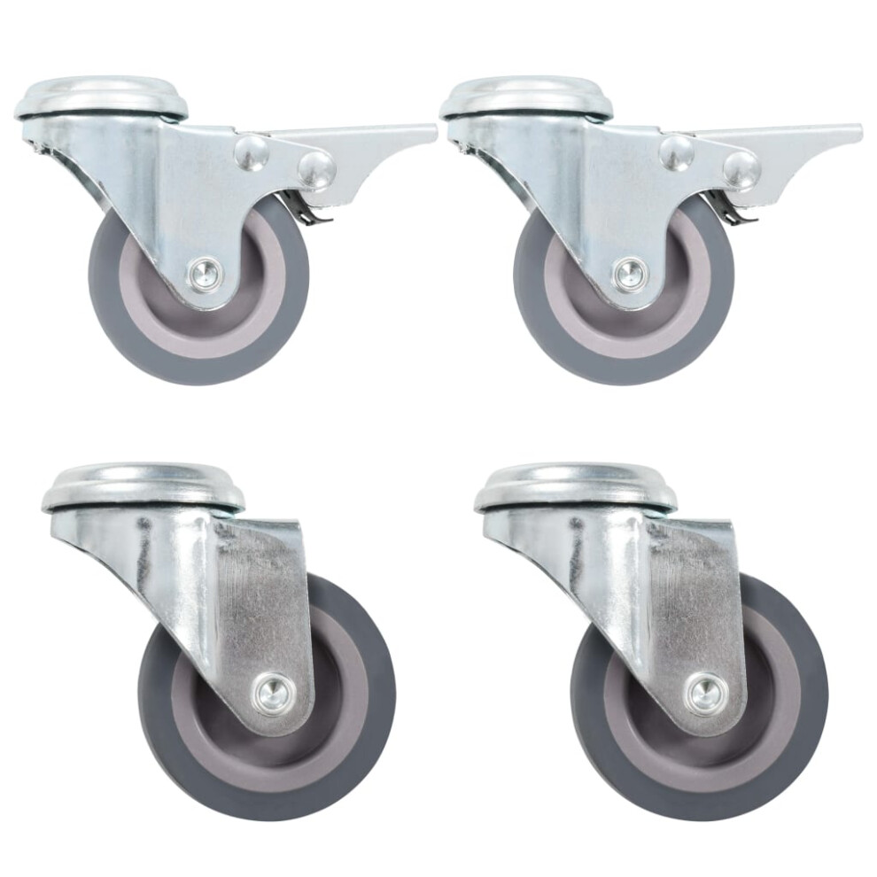 (8 pcs) vidaXL 4/8/12/16/24/32x Bolt Hole Swivel Casters 50mm Rubber Drawer Box Bed