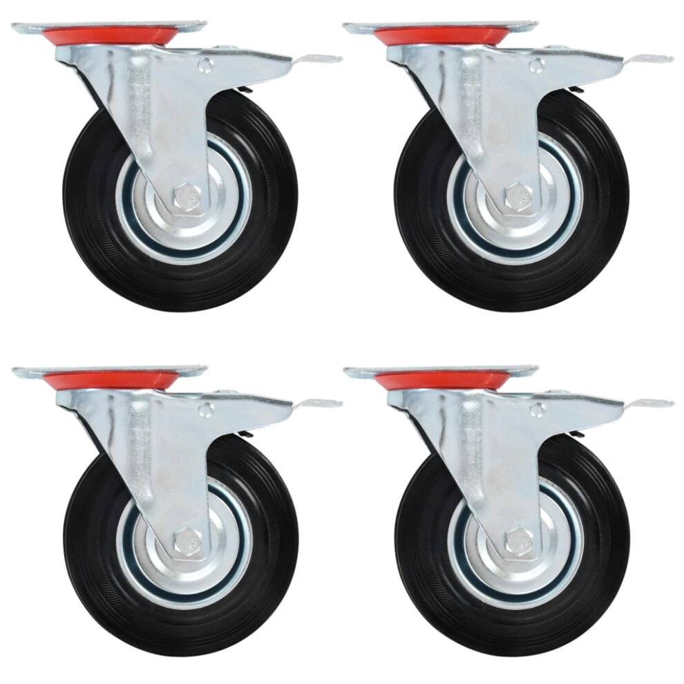 (1 Pcs) Vidaxl Swivel Casters With Double Brakes Furniture Casters Trolley Caster 8718475720423