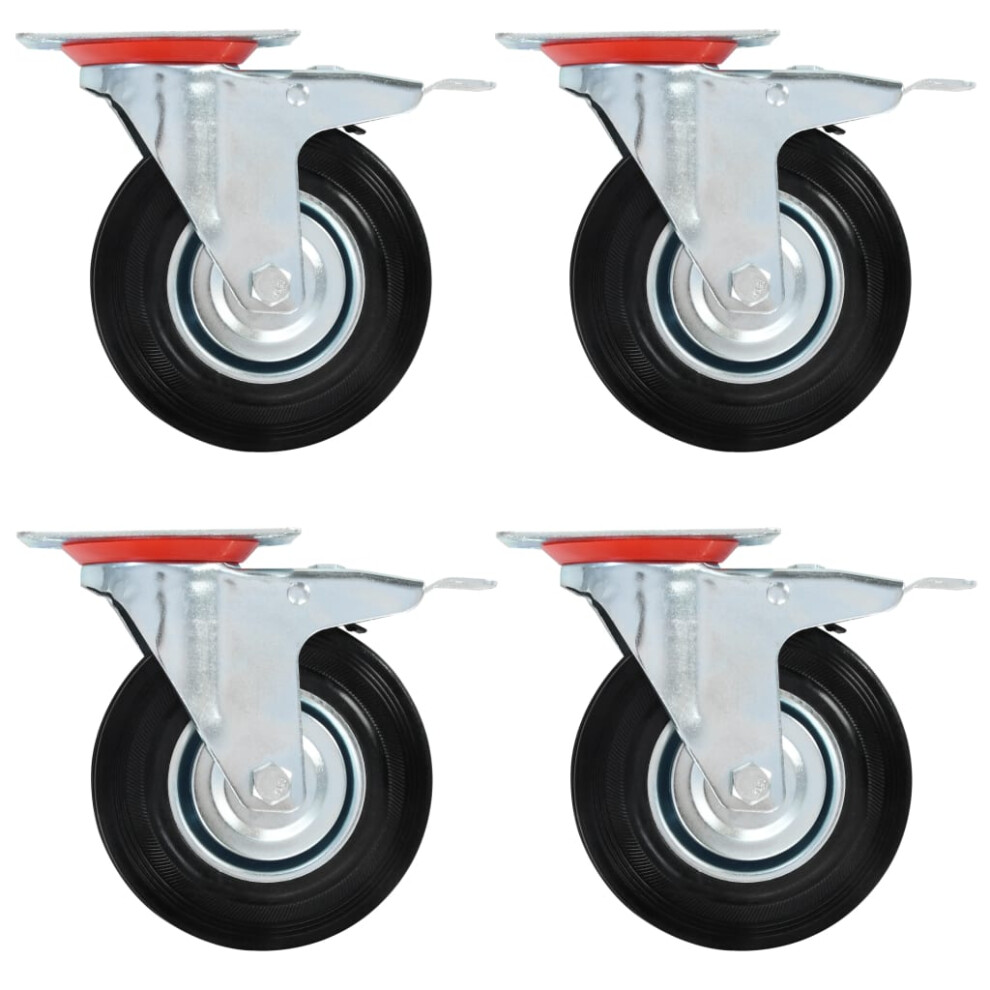 (16 pcs) vidaXL 4/8/12/16/24/32x Swivel Casters with Double Brakes 125mm Wheels Trolley