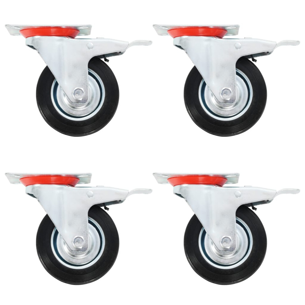 (1 pcs) vidaXL 4/8/12/16/24/32x Swivel Casters with Double Brakes 100mm Wheels Trolley