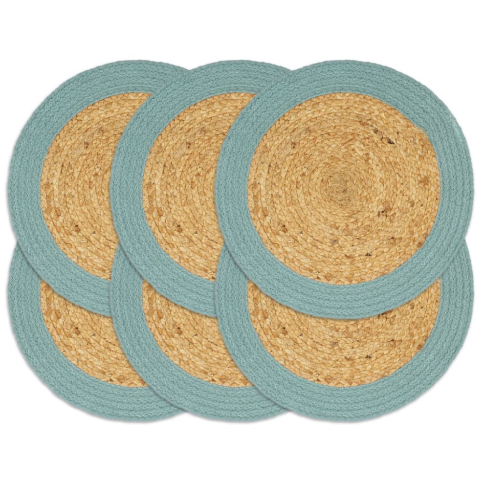 (green, 6 pcs//Jute and cotton) vidaXL Placemats Soft Handmade Table Placement Table Runner Decor Plain Round