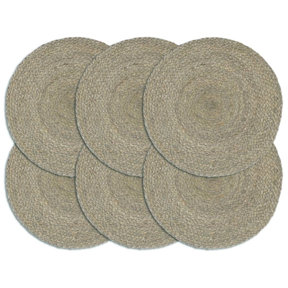 (grey, 6 pcs/Jute) vidaXL Placemats Soft Handmade Table Placement Table Runner Decor Plain Round