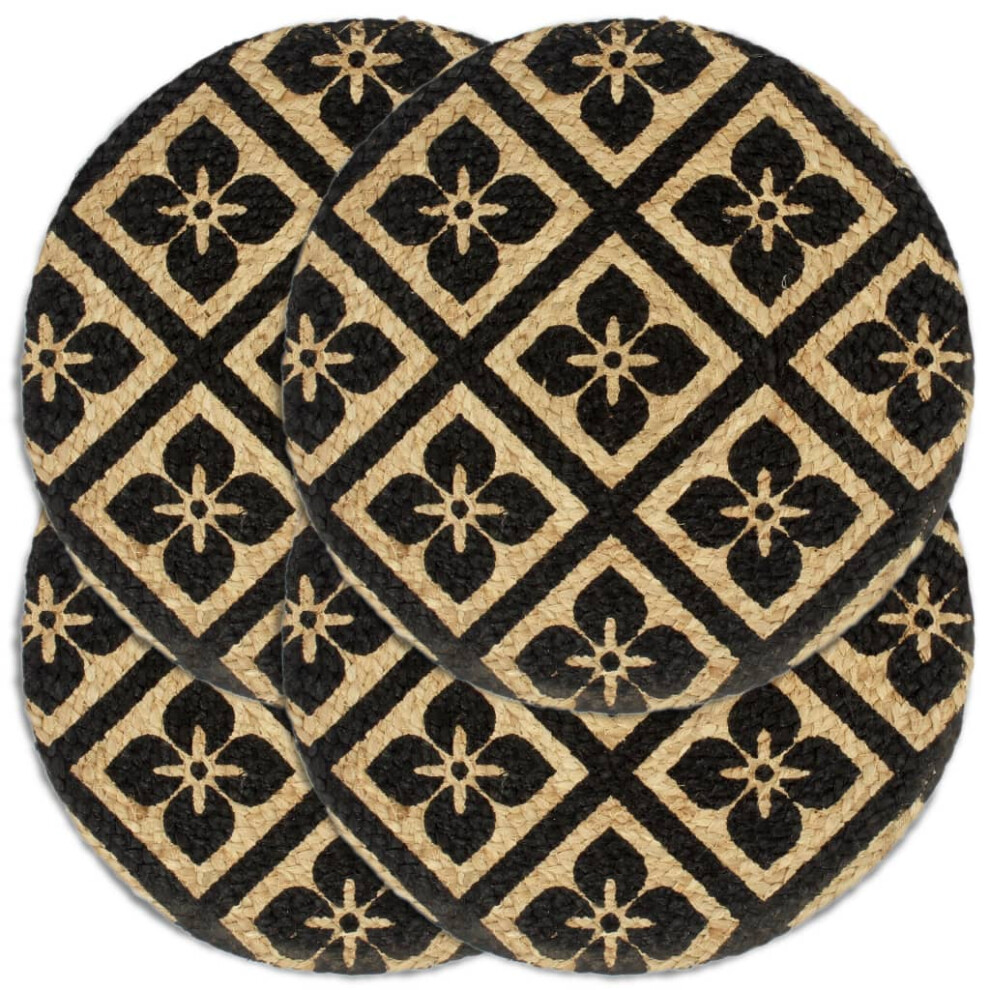 (black, 4 pcs/Jute) vidaXL Placemats Soft Handmade Table Placement Table Runner Decor Plain Round