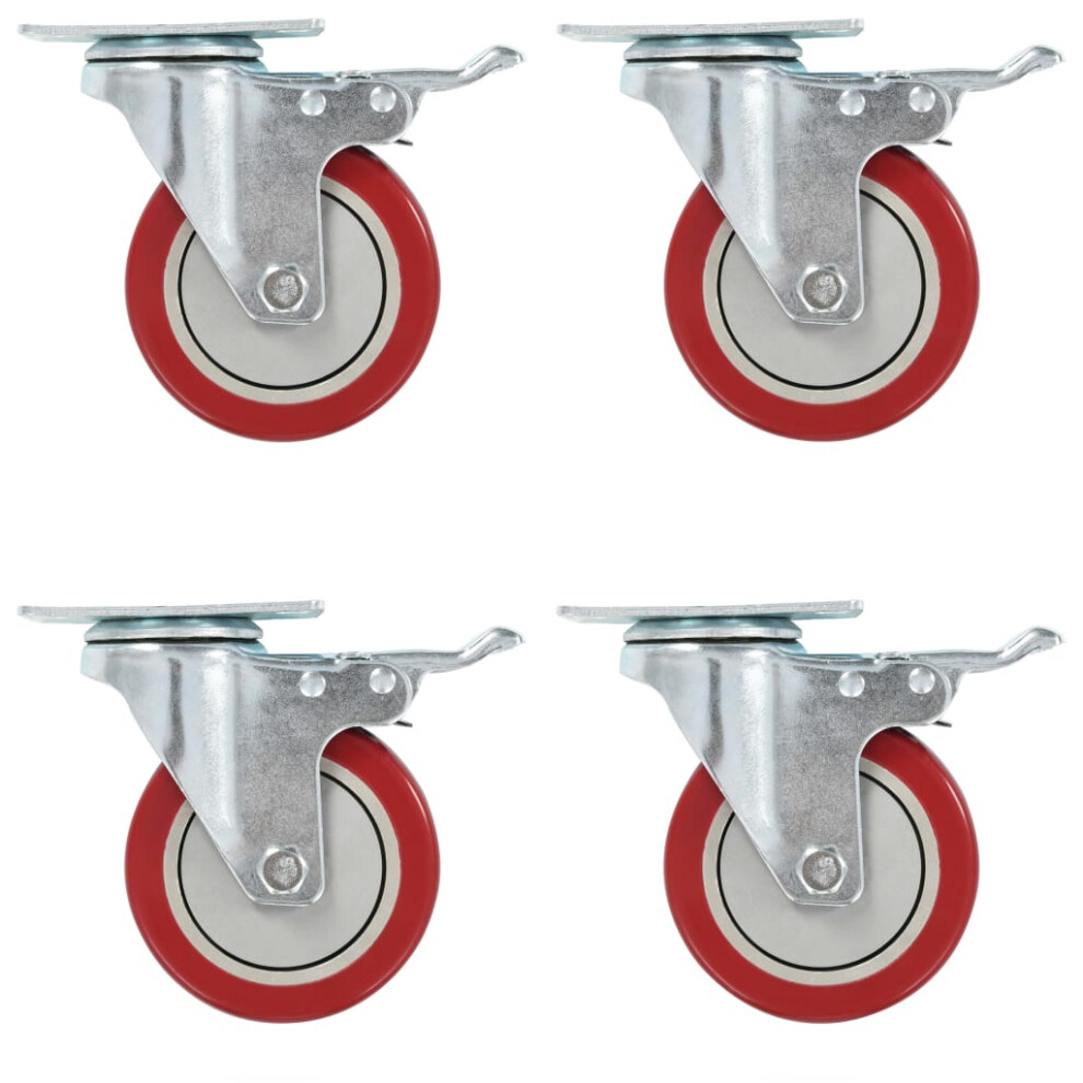 (8 pcs) vidaXL Swivel Casters with Double Brakes 100mm Furniture Wheels Trolley Caster