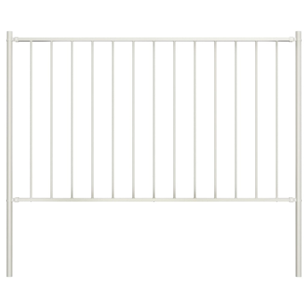 (white) vidaXL Fence Screen with Posts Outdoor Garden Fence Panel Powder-coated Steel