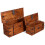 VidaXL (2 pcs) vidaXL Storage Chest Wooden Trunk Coffee Side Table Storage Box Solid Wood 7