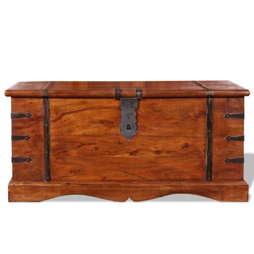VidaXL (1 pcs) vidaXL Storage Chest Wooden Trunk Coffee Side Table Storage Box Solid Wood 1