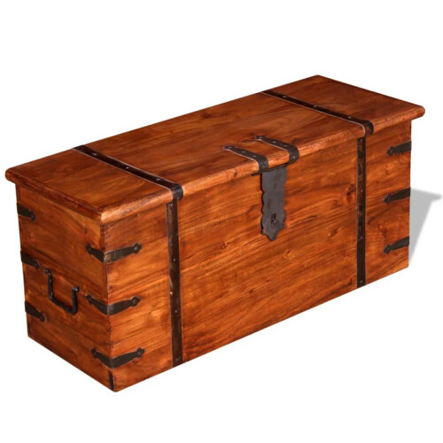 VidaXL (2 pcs) vidaXL Storage Chest Wooden Trunk Coffee Side Table Storage Box Solid Wood 2