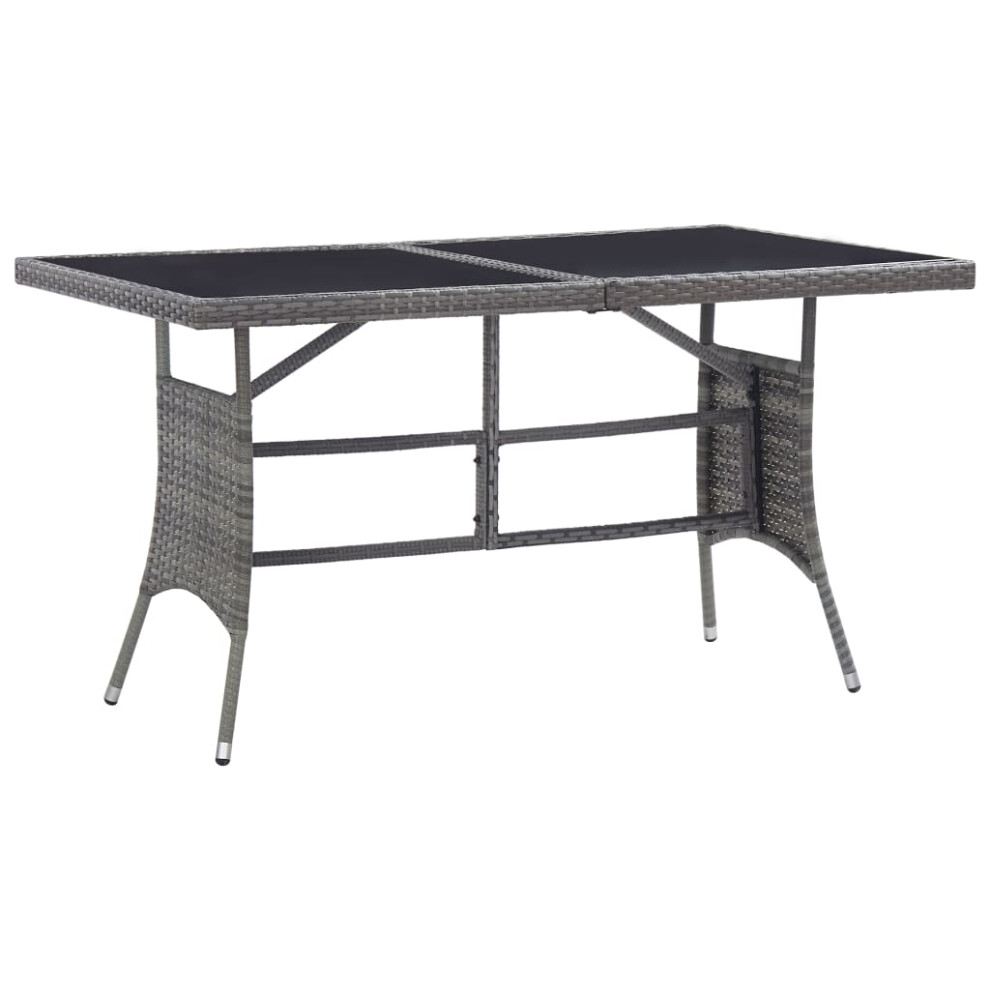 (140 x 80 x 74 cm) vidaXL Garden Table Outdoor Dining Table Patio Coffee Table Grey Poly Rattan