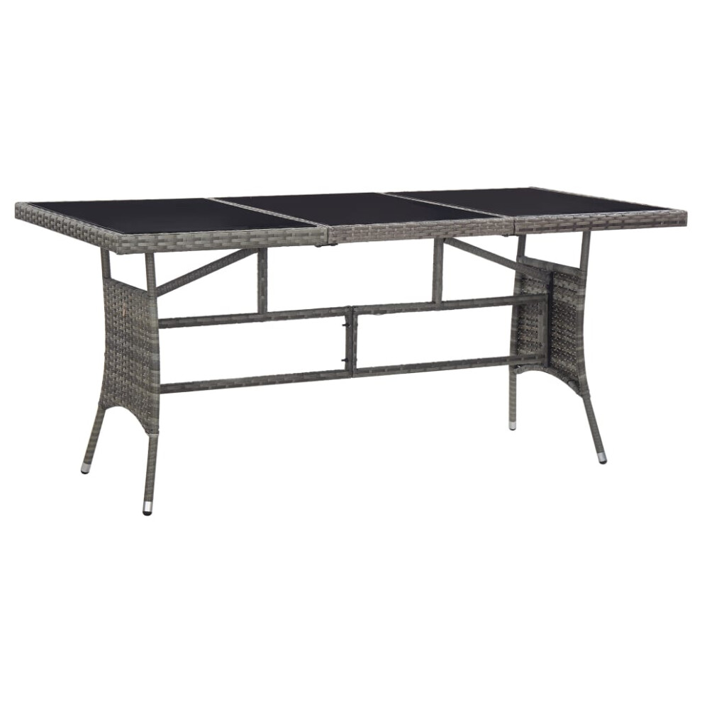 (170 x 80 x 74 cm) vidaXL Garden Table Outdoor Dining Table Patio Coffee Table Grey Poly Rattan