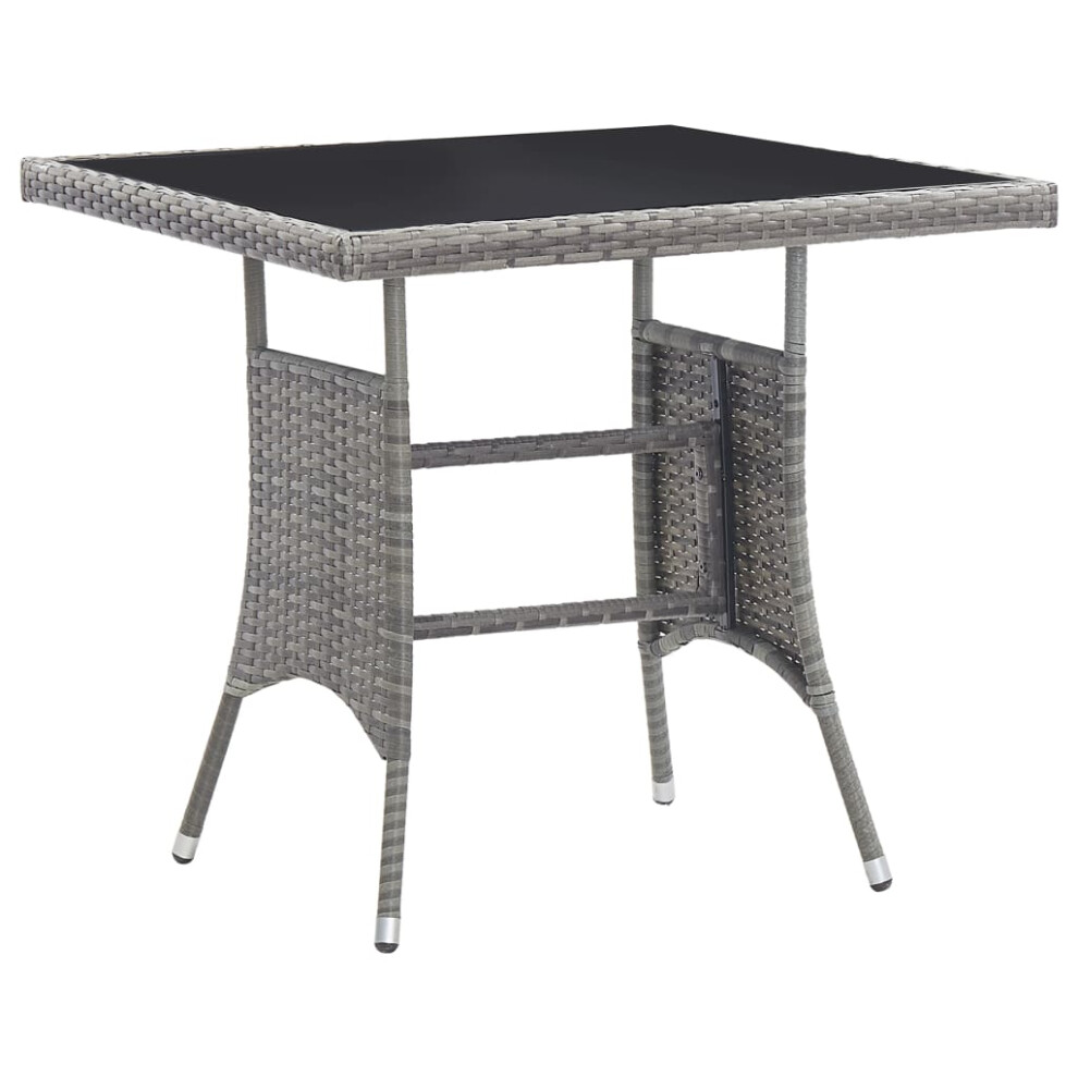 (80 x 80 x 74 cm) vidaXL Garden Table Outdoor Dining Table Patio Coffee Table Grey Poly Rattan