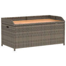 (grey) vidaXL Garden Storage Bench Outdoor Bench Cushion Box Storage Box Poly Rattan
