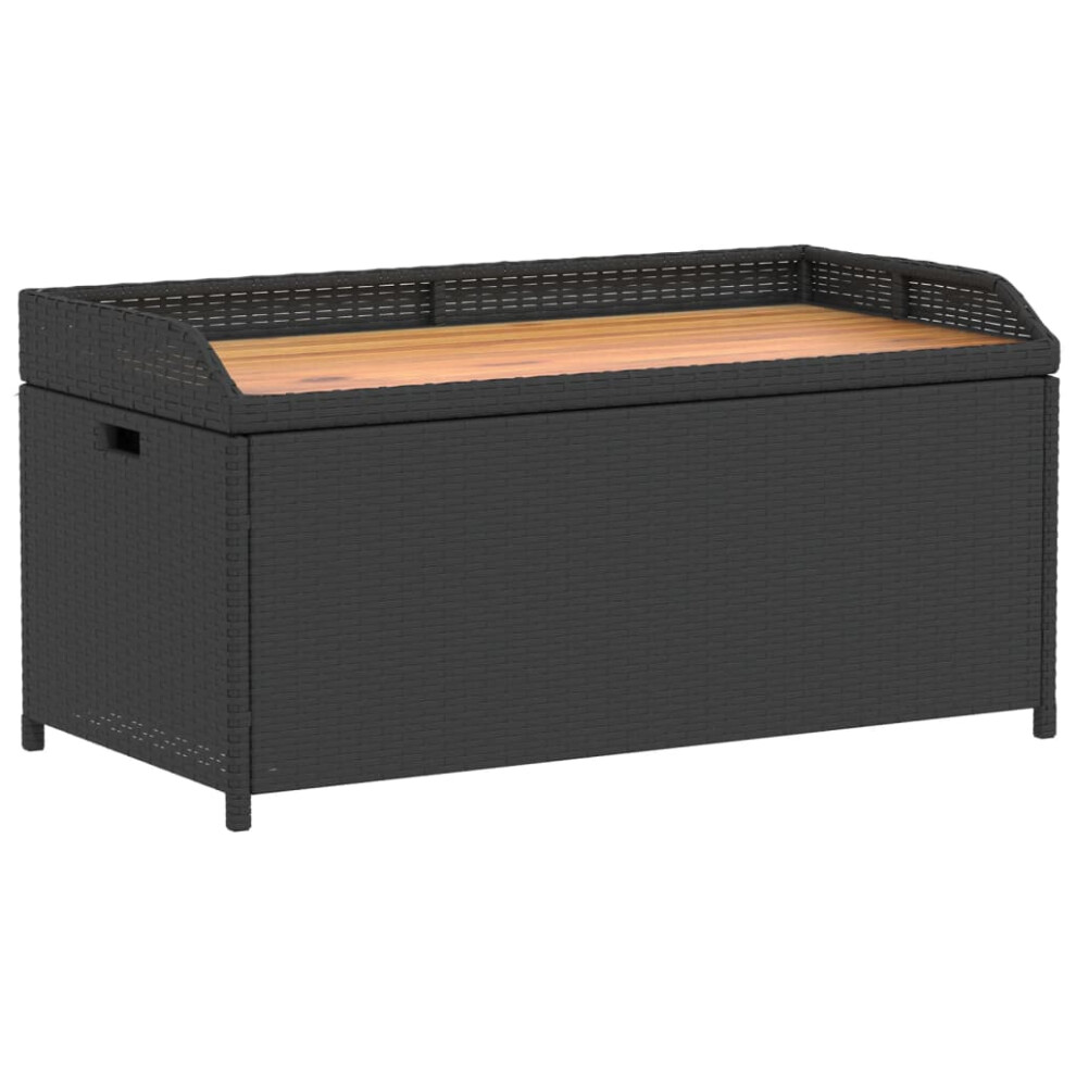 (black) vidaXL Garden Storage Bench Outdoor Bench Cushion Box Storage Box Poly Rattan