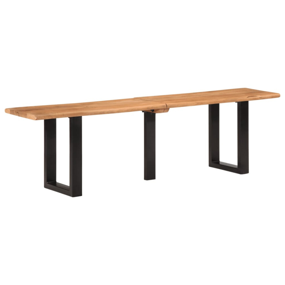 Vidaxl (Solid Acacia Wood) Bench Living Room Entryway Hallway Dinner Bench Garden Bench Seat Steel
