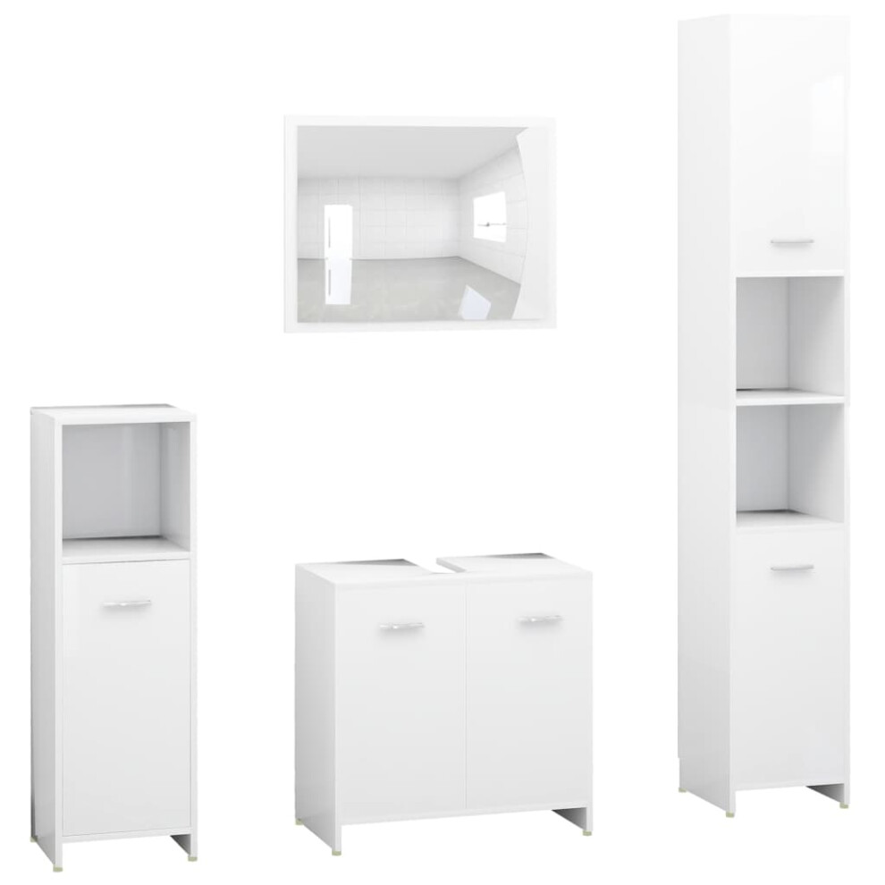 (white) vidaXL Bathroom Furniture Set 4 Piece Engineered Wood Storage Multi Colours