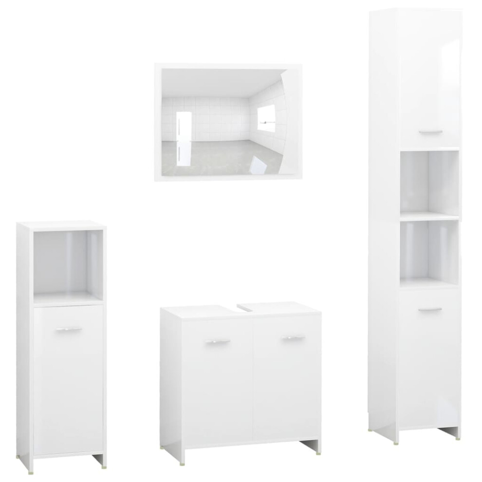 (high gloss white) vidaXL Bathroom Furniture Set 4 Piece Engineered Wood Storage Multi Colours