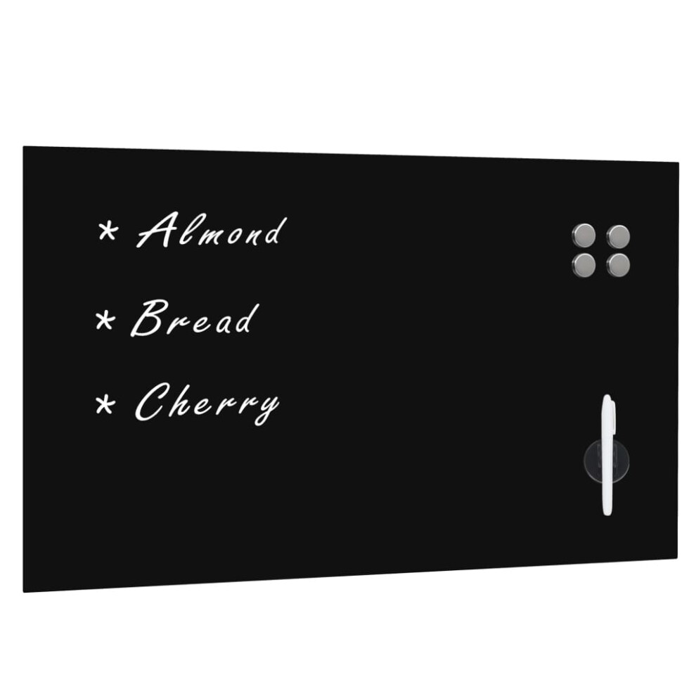 Vidaxl (Black, 100 X 60 Cm) Wall Mounted Magnetic Board Tempered Glass Dry Erase Writing Board