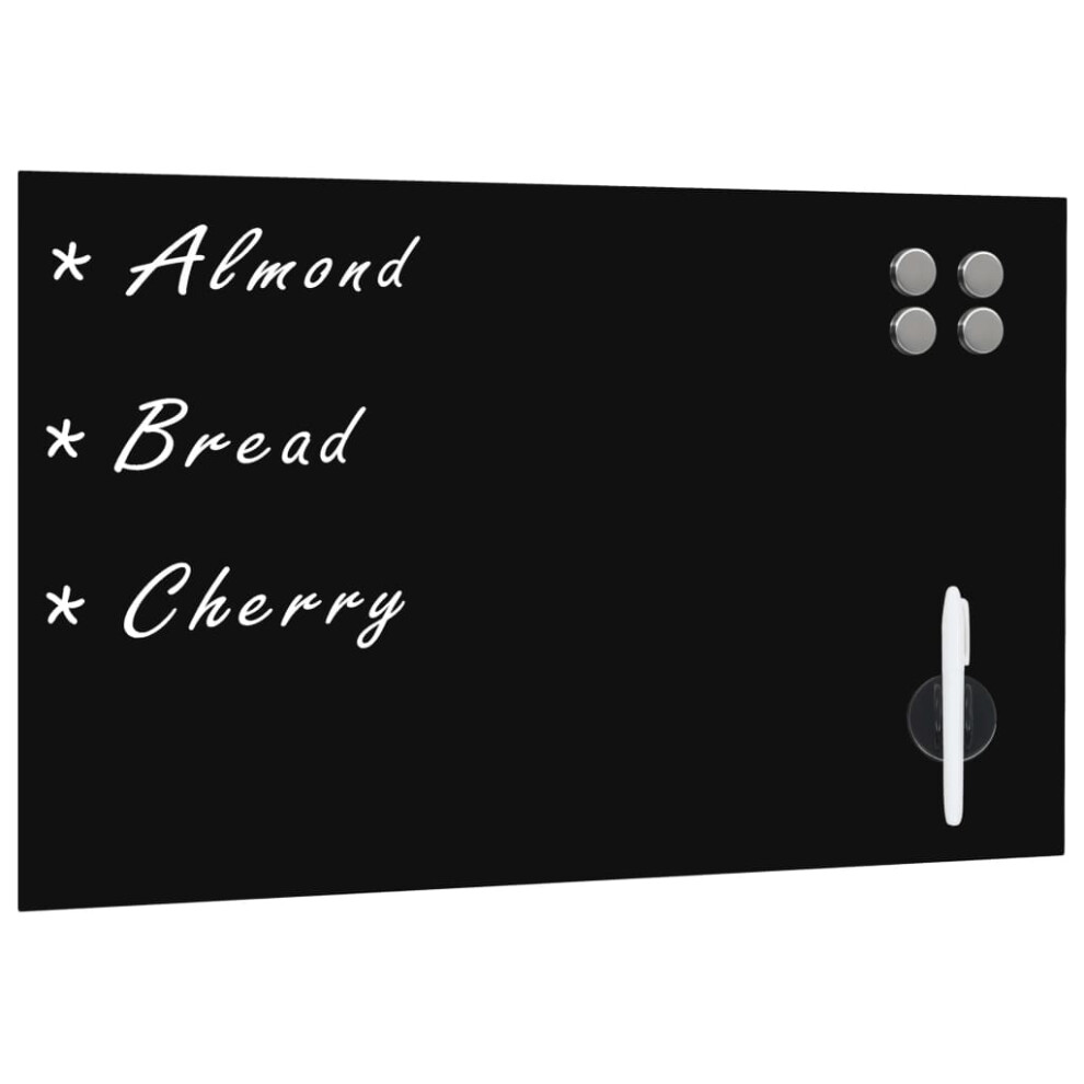 Vidaxl (Black, 60 X 40 Cm) Wall Mounted Magnetic Board Tempered Glass Dry Erase Writing Board