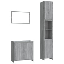 (grey sonoma) vidaXL Bathroom Furniture Set 3 Piece Cupboard Sink Cabinet Engineered Wood