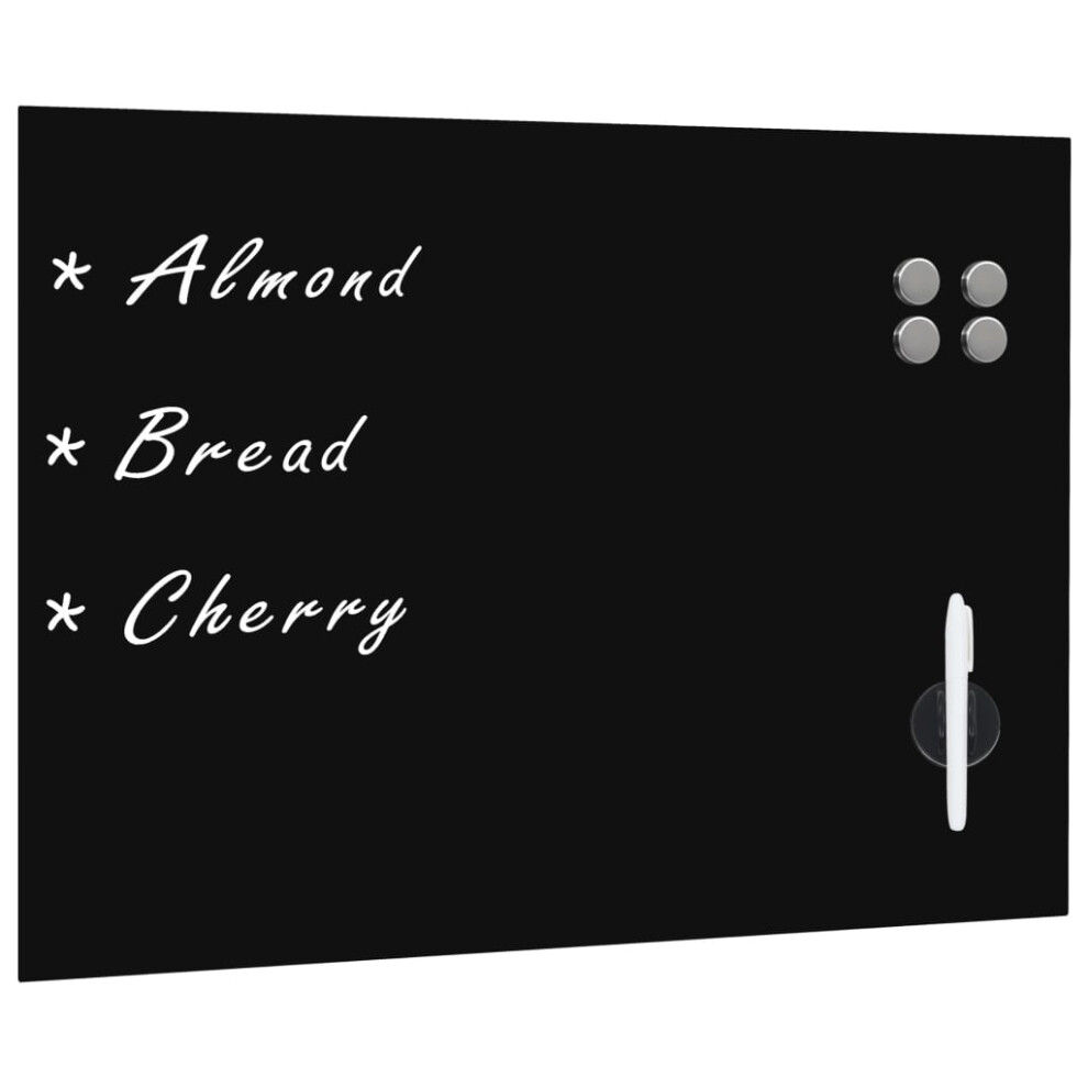 Vidaxl (Black, 80 X 60 Cm) Wall Mounted Magnetic Board Tempered Glass Dry Erase Writing Board