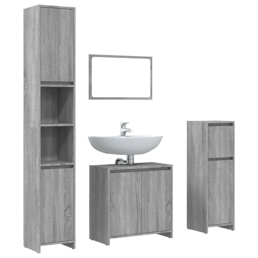 (grey sonoma) vidaXL Bathroom Furniture Set 4 Piece Engineered Wood Organiser Multi Colours