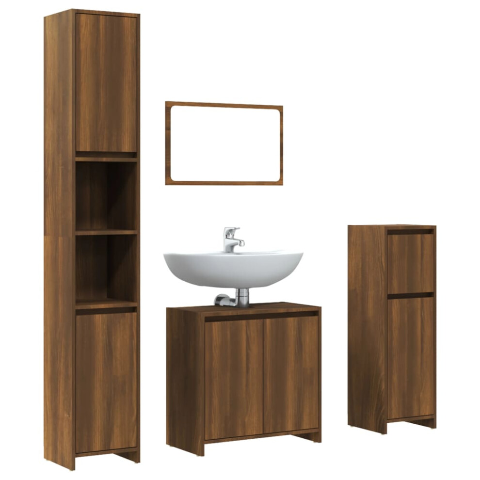 (brown oak) vidaXL Bathroom Furniture Set 4 Piece Engineered Wood Organiser Multi Colours